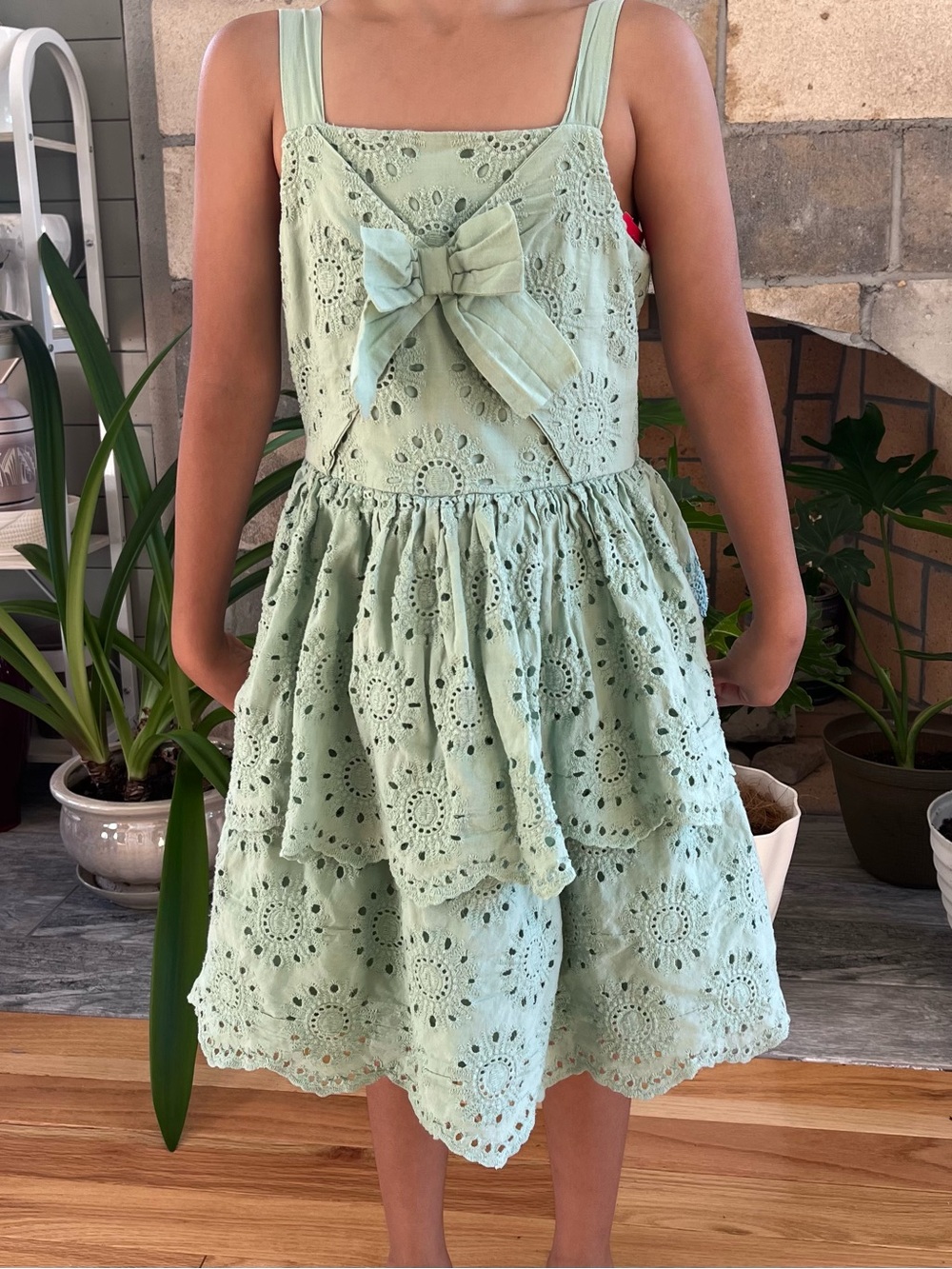 Blueberi Boulevard Mint Green Eyelet Sundress with Bow